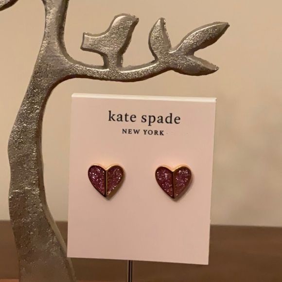 kate spade | Heritage Small Heart Stud Earrings | Pink - Picture 3 of 3